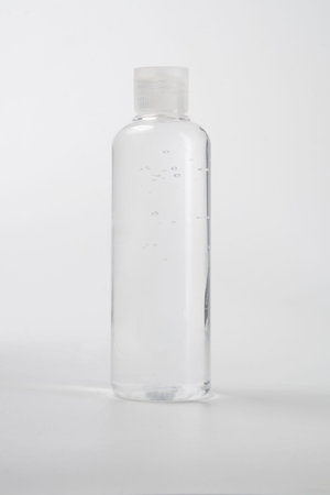 liquid product on blank plastic container bottle