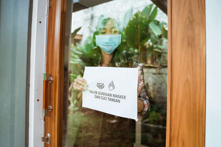 cafe and shop new normal corona virus outbreak signの写真素材