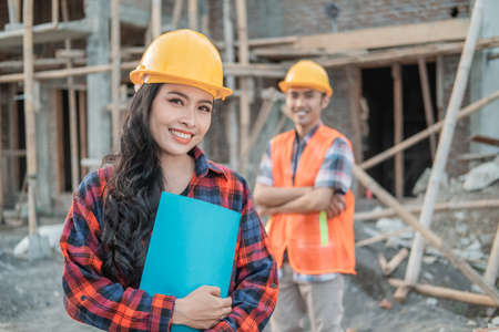 Asian construction workers close up background.の写真素材