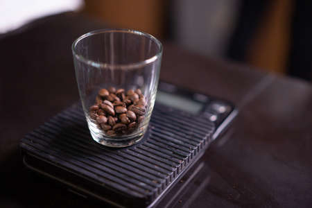 close up coffee beans in the glass.の写真素材
