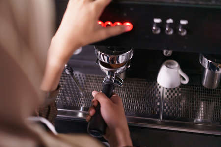 barista process making coffee concept.の写真素材