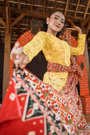 portrait of a traditional javanese dancersの写真素材