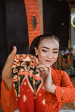 portrait of a traditional javanese dancersの写真素材