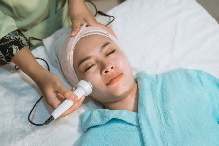 a young woman looking relaxedの写真素材