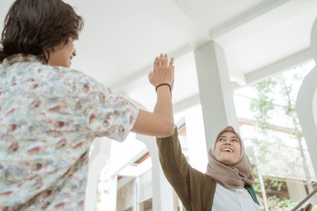 Portrait happy student on campus.の写真素材