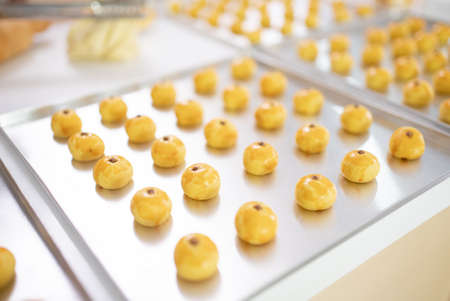 nastar cake tart on a tray. pineapple cookies of indonesian food for eid mubarakの写真素材