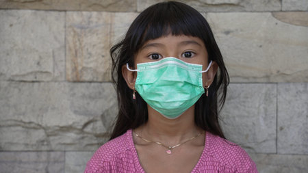 Kids wearing the mask for protect them self from virus and air pollution