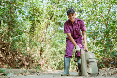 veterinarians are preparing the tools for artificial insemination of cow.の写真素材