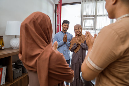 family visiting at the house on eid mubarak celebration