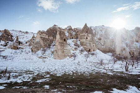 beautiful portrait of a valley in cappadocia turkeyの写真素材