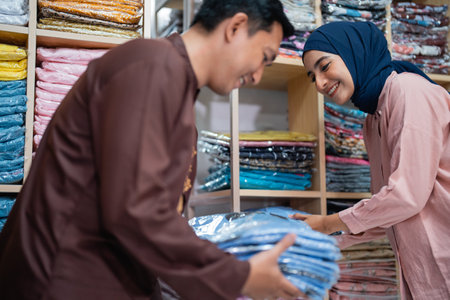 muslim worker preparing product stock for shipping from the shop warehouseの写真素材