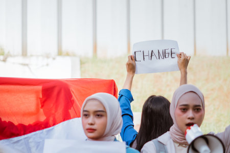 A powerful demonstration advocating for meaningful social change and empowerment for allの写真素材