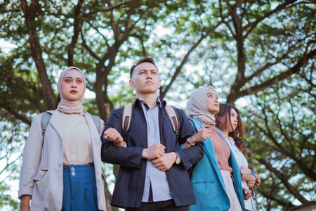 students standing togetherの写真素材