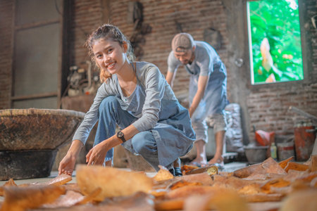 Capturing the true essence of exquisite craftsmanship within a serene workshop environmentの写真素材