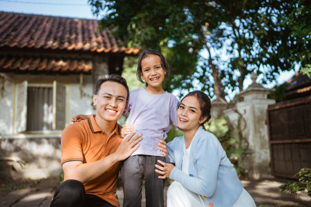 potrait of asian little family on their leisure timeの写真素材