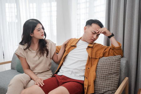 A partner provides vital comfort and support during tough emotional times, helping navigateの写真素材