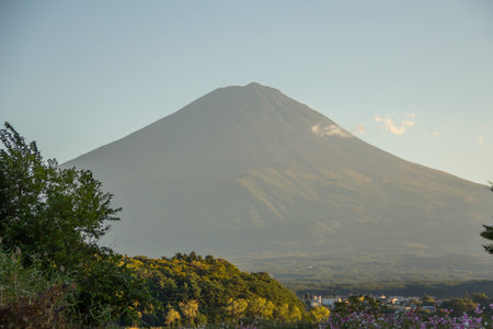 Mount Fuji in sunset light , Autumn Season.