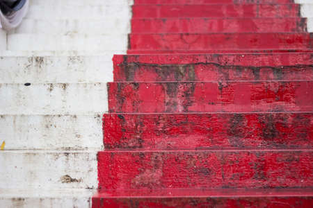 Long red stairs to the temple.の写真素材