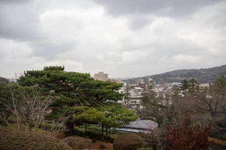 Top view from japanese garden in kanazawa,Japan.のeditorial素材