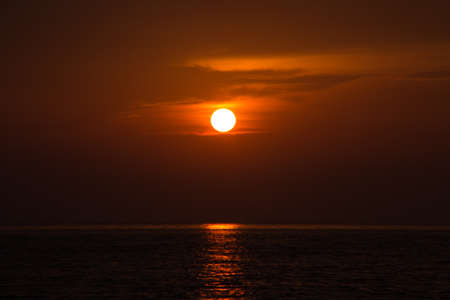 The beautiful sunset view from Thai bay.の写真素材
