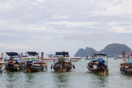 The fisherman boat and boat tour in Phi Phi island.のeditorial素材
