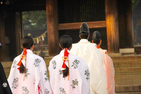 The traditional wedding in Meiji shrine Tokyo , Japan.のeditorial素材