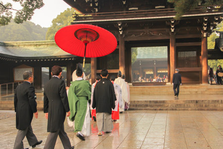 The traditional wedding in Meiji shrine Tokyo , Japan.のeditorial素材