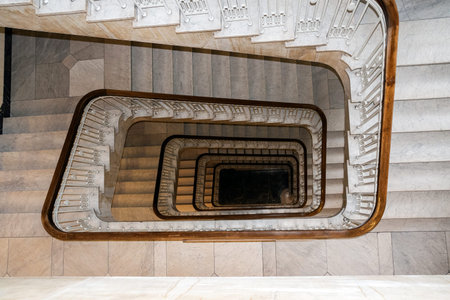 Old square spiral stairway case from above