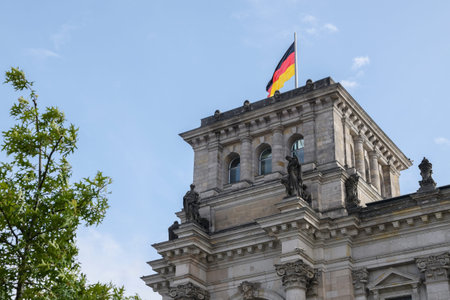 Part of the Reichstag building, (german government)in Berlin the capital city of Germany, Europe,...