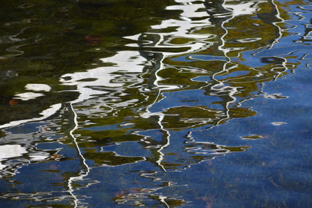 Beautiful reflections on the water surface of a lake