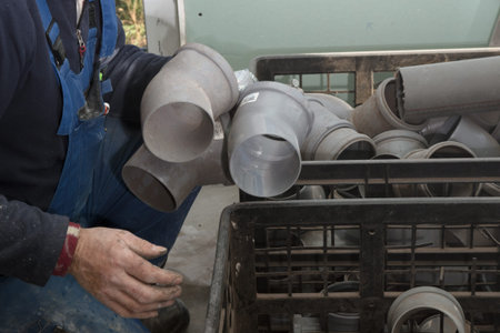 Sanitary installer searches in a big box