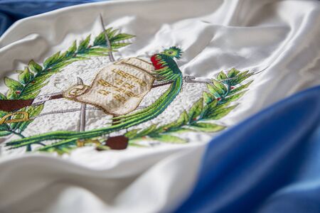 Guatemala flag waving - top view - Independence Day in Guatemalaの写真素材