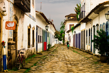 Street of the historic city of Paraty, RJ, Brazil.のeditorial素材