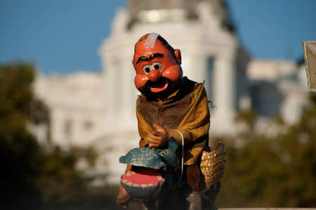 Figures of famous characters in a demonstration in Madridのeditorial素材