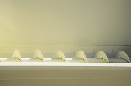 Details of cochlea in iron machine for squeezing grape.の写真素材