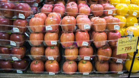 Japan, Osaka - Fruits and vegetables on marketplace, square, bazaar.のeditorial素材
