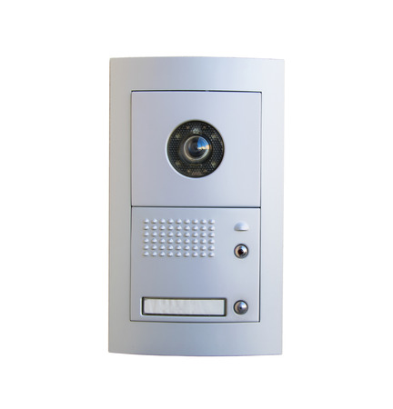 Video intercom equipment on white background, clipping path included.の写真素材