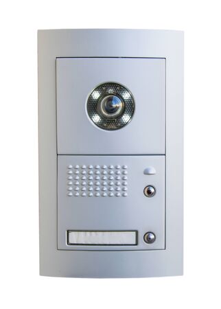 Video intercom equipment on white background, clipping path included.の写真素材
