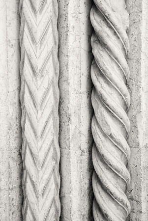 Stone carved decorations, neo-gothic style, antique effect (sepia).の写真素材