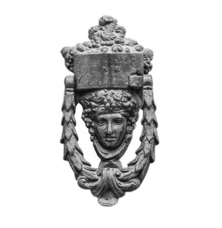 Details of an ancient Italian door, isolated, black and whiteの写真素材