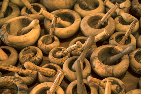 Wooden pestle and mortars