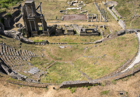 Antique Roman Amphitheater in Volterra, Tuscany-Italyの写真素材