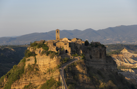 Beautiful view on the old town of Civita di Bagnoregio, Lazio, Italyの写真素材