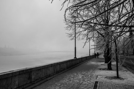 Danube river in Budapest in winter