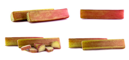 Fresh rhubarb isolated on white undergroundの写真素材