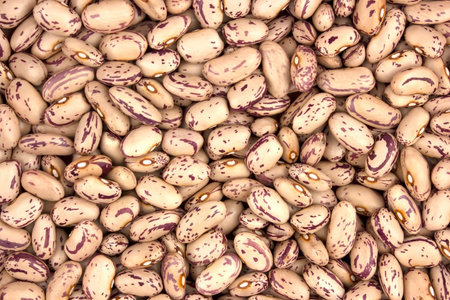 Colored haricot beans closeup on a background, top view, beans background.