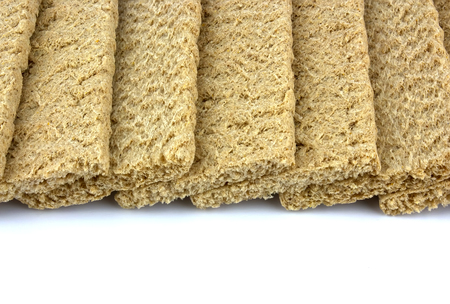 The healthy crispbread isolated on white background.Crispy dietary fitness bread. Food for weight loss.の写真素材