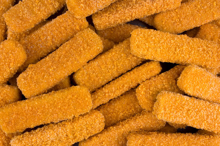 Crispy frozen fish sticks. Food backgroundの写真素材