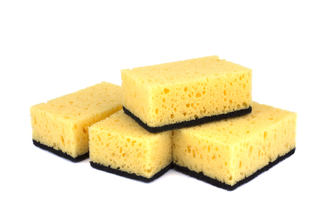Sponges for dishwashing isolated on a white backgroundの写真素材