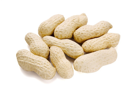 Dried peanut crushed Falling peanut isolated on white background. Natural nutrition organic food.